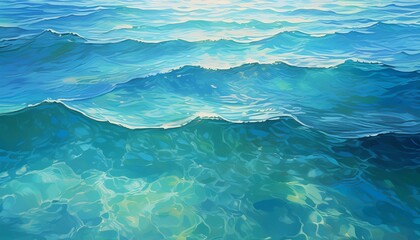 Wall Mural - ai generative of beautiful water waves in anime form