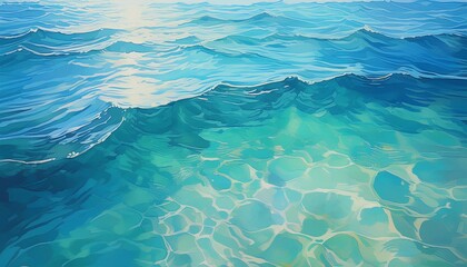 Wall Mural - ai generative of beautiful water waves in anime form