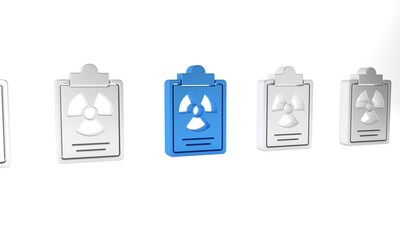 Sticker - Blue Radiation warning document icon isolated on white background. Text file. Minimalism concept. 3D render illustration