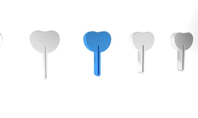 Canvas Print - Blue Lollipop icon isolated on white background. Food, delicious symbol. Minimalism concept. 3D render illustration