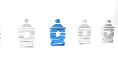 Sticker - Blue Funeral urn icon isolated on white background. Cremation and burial containers, columbarium vases, jars and pots with ashes. Minimalism concept. 3D render illustration