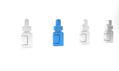 Wall Mural - Blue Essential oil bottle icon isolated on white background. Organic aromatherapy essence. Skin care serum glass drop package. Minimalism concept. 3D render illustration