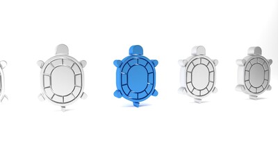 Poster - Blue Turtle icon isolated on white background. Minimalism concept. 3D render illustration