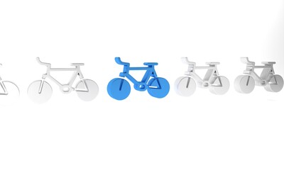 Sticker - Blue Bicycle icon isolated on white background. Bike race. Extreme sport. Sport equipment. Minimalism concept. 3D render illustration