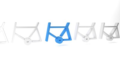 Canvas Print - Blue Bicycle frame icon isolated on white background. Minimalism concept. 3D render illustration