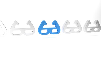 Sticker - Blue Sport cycling sunglasses icon isolated on white background. Sport glasses icon. Minimalism concept. 3D render illustration