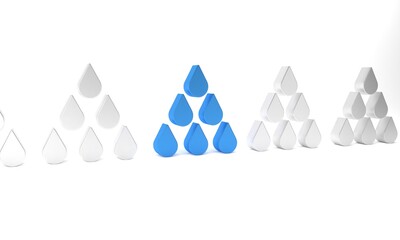 Sticker - Blue Water drop icon isolated on white background. Minimalism concept. 3D render illustration