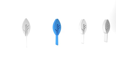 Wall Mural - Blue Indian feather icon isolated on white background. Native american ethnic symbol feather. Minimalism concept. 3D render illustration