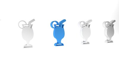 Sticker - Blue Cocktail and alcohol drink icon isolated on white background. Minimalism concept. 3D render illustration