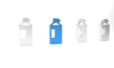 Sticker - Blue Whipped cream in an aerosol can icon isolated on white background. Sweet dairy product. Milk product and sweet symbol. Minimalism concept. 3D render illustration