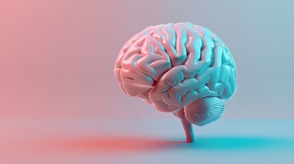 Sticker - A brain is shown in a 3D image with a pink and blue background