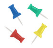 © Narek - Vector push pins, attaching buttons. Hand drawn colorful stationery isolated on white background. School and office supplies, Thumbtacks for attach in different colors.Colored flat vector illustration