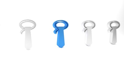 Sticker - Blue Tie icon isolated on white background. Necktie and neckcloth symbol. Minimalism concept. 3D render illustration