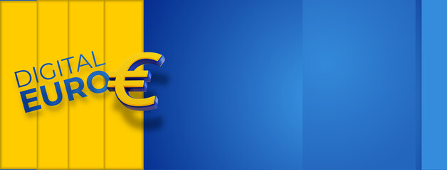 Digital Euro as DEUR as DEURO or D-Euro creative symbol background, online payment by mobile device and smart card