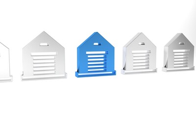 Sticker - Blue Warehouse icon isolated on white background. Minimalism concept. 3D render illustration