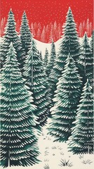 Wall Mural - Chrsitmas trees pine christmas drawing.