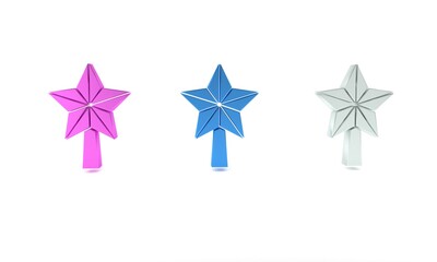 Wall Mural - Colorful Christmas star icon isolated on white background. Merry Christmas and Happy New Year. Minimalism concept. 3D render illustration