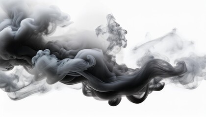 Wall Mural - ai generative of bstract black and gray smoke g a soft cloudy on transparent with isolated white