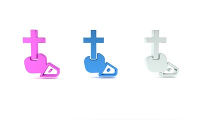 Wall Mural - Colorful Christian cross icon isolated on white background. Church cross. Minimalism concept. 3D render illustration