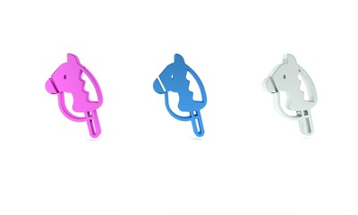 Canvas Print - Colorful Toy horse icon isolated on white background. Minimalism concept. 3D render illustration