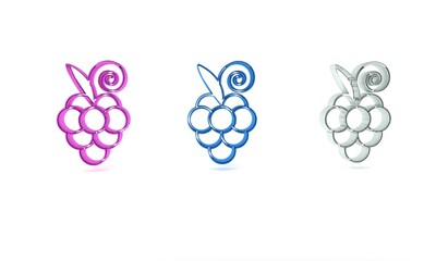 Wall Mural - Colorful Grape fruit icon isolated on white background. Minimalism concept. 3D render illustration