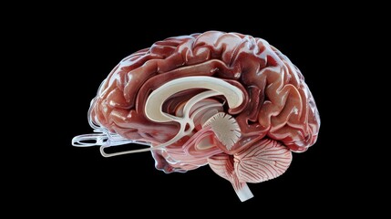 Sticker - A close up of a brain with a white spot in the middle