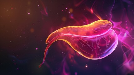 Wall Mural - A pink and purple blob with a long tail
