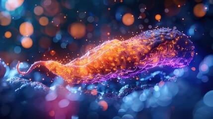 Wall Mural - A glowing, colorful, and somewhat creepy looking creature is floating in the air
