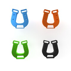 Wall Mural - Colorful Horseshoe icon isolated on white background. Minimalism concept. 3D render illustration