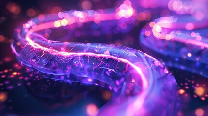Wall Mural - A purple and blue line with a lot of sparkles