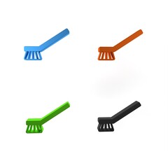 Poster - Colorful Brush for cleaning icon isolated on white background. Cleaning service concept. Minimalism concept. 3D render illustration