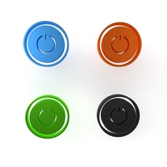 Poster - Colorful Power button icon isolated on white background. Start sign. Minimalism concept. 3D render illustration