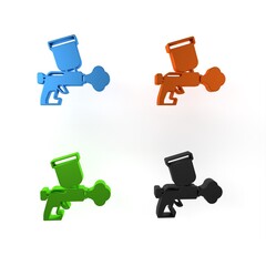 Sticker - Colorful Paint spray gun icon isolated on white background. Minimalism concept. 3D render illustration