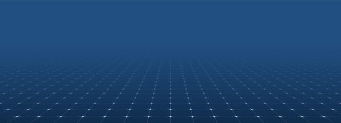 Wall Mural - blue background with white perspective grid lines creating a square pattern. template platform for t