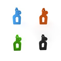 Sticker - Colorful Bottle of maple syrup icon isolated on white background. Minimalism concept. 3D render illustration