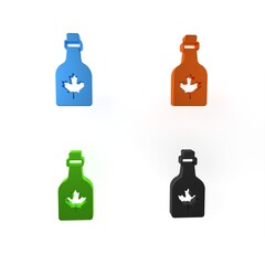 Poster - Colorful Bottle of maple syrup icon isolated on white background. Minimalism concept. 3D render illustration