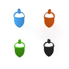 Poster - Colorful Acorn icon isolated on white background. Minimalism concept. 3D render illustration