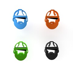 Poster - Colorful Bearded lumberjack man icon isolated on white background. Minimalism concept. 3D render illustration