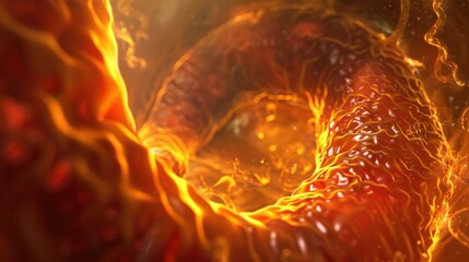 Wall Mural - A close up of a red blob with a yellowish orange color