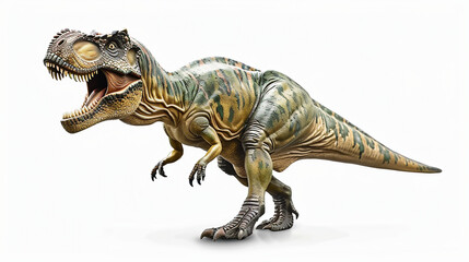 A Highly Detailed, Realistic Adult Tyrannosaurus Rex With Its Mouth Open, Isolated On A White Background, Full Body Shot.
