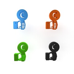 Sticker - Colorful Hand holding auction paddle icon isolated on white background. Bidding concept. Auction competition. Hands rising signs with BID inscriptions. Minimalism concept. 3D render illustration