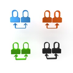 Canvas Print - Colorful Exchange work icon isolated on white background. Information exchange between people. Employee or people Replacement or swap position concept. Minimalism concept. 3D render illustration