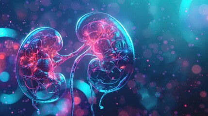 Wall Mural - a pair of kidneys are shown in a blue and red color scheme