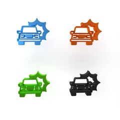 Sticker - Colorful Car accident icon isolated on white background. Insurance concept. Security, safety, protection, protect concept. Minimalism concept. 3D render illustration