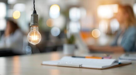 Lightbulb Hanging in Office