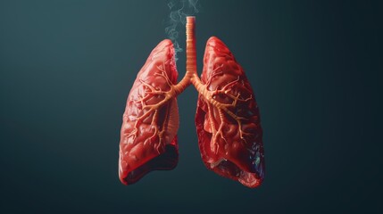 Wall Mural - A close up of a red lung with a white stem