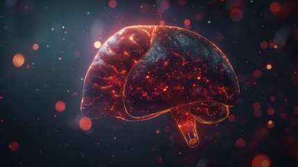 Wall Mural - A brain with red and black colors