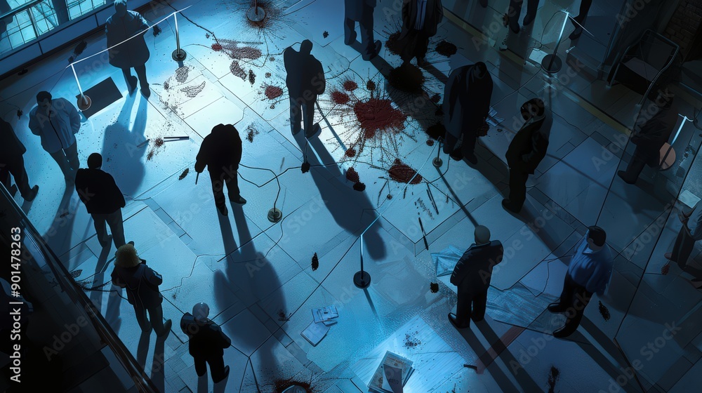 Diagram of a forensic scene reconstruction, illustrating how ...
