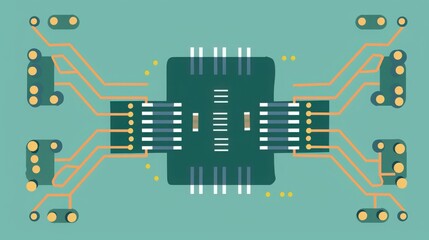 Wall Mural - Diagram of a NAND gate circuit, highlighting how the combination of transistors creates a logic gate that performs the NAND operation.