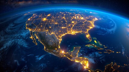 Poster - North America From Space At Night